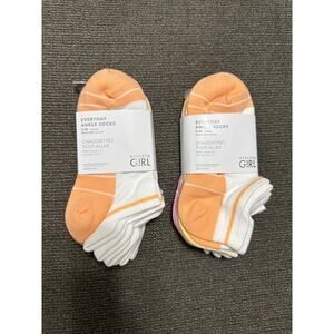 Lot of 2 Athleta Girl Everyday Ankle Socks Size Small/Medium 12.5-2Y New Orange